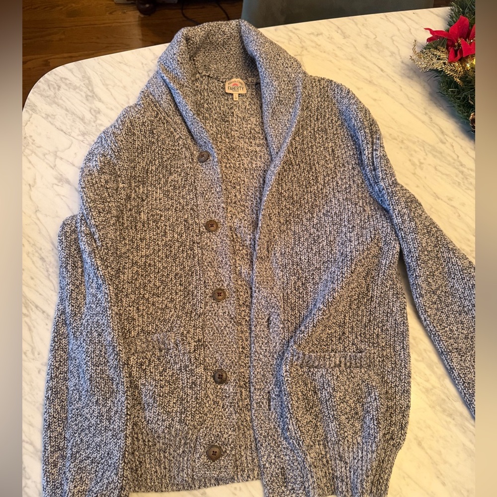 Faherty Heathered Gray Cardigan